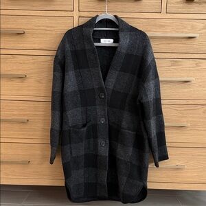 John + Jenn black/grey check sweater coat - size Medium